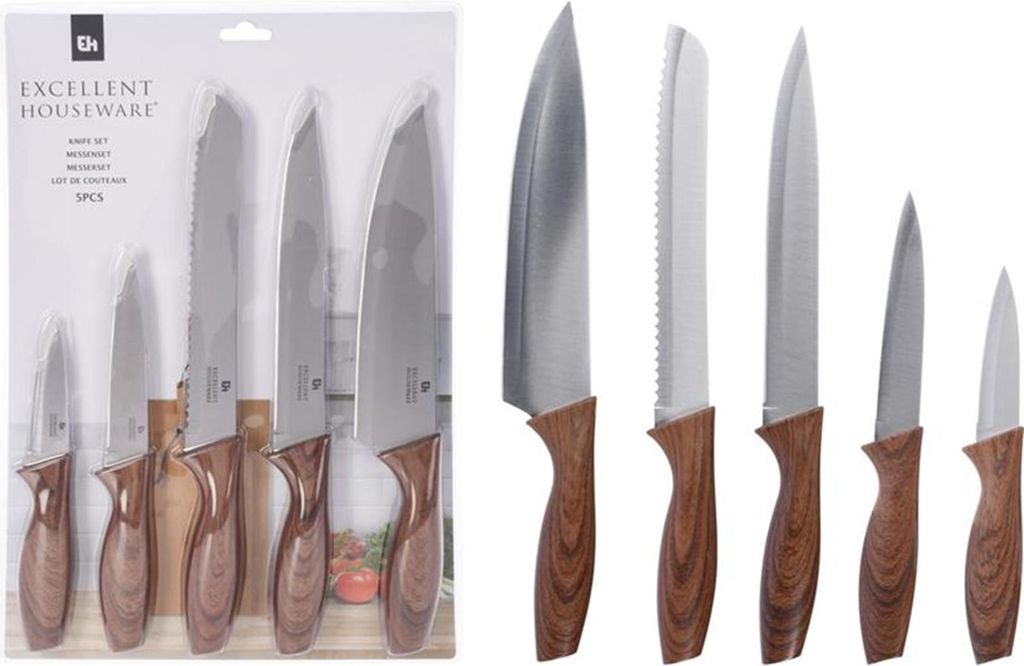 Ausgezeichnetes Haushaltsmesser-Set, 5-teilig, Holzdesign