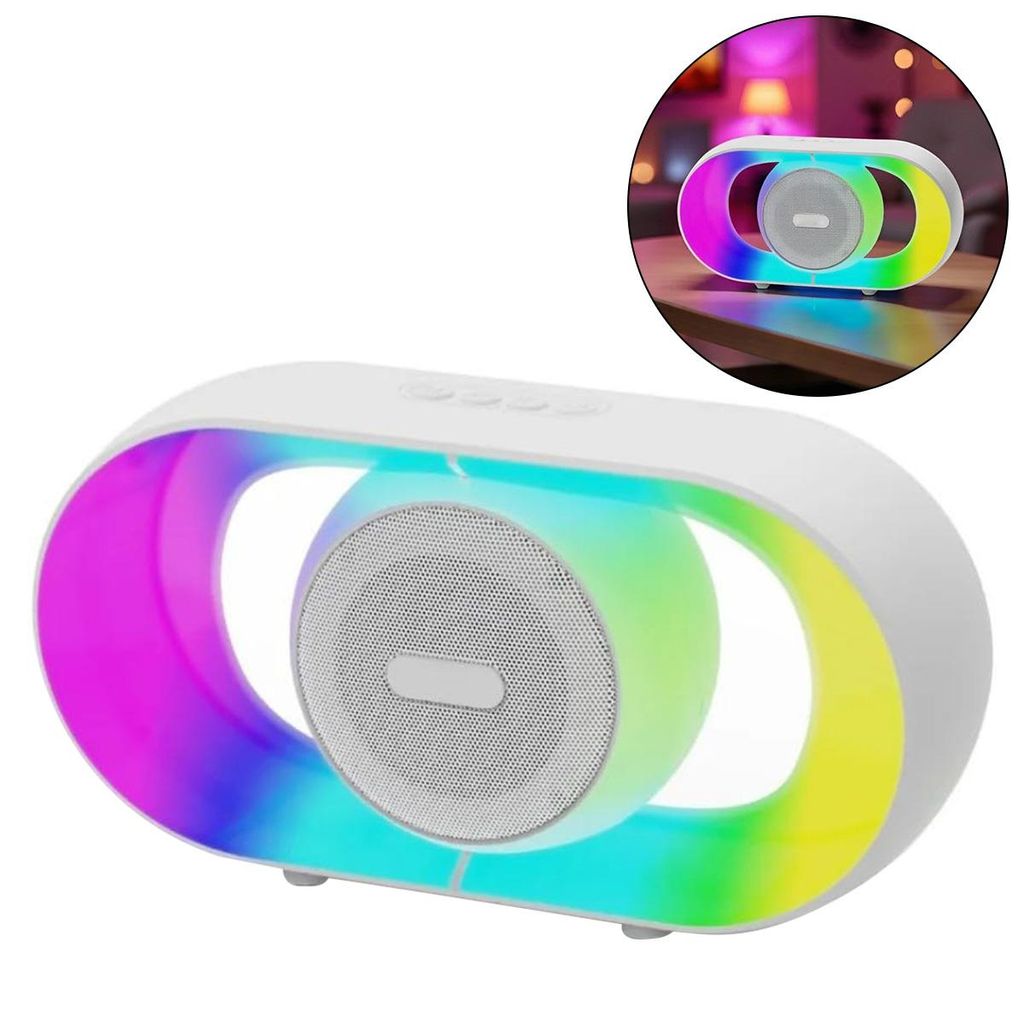Outdoor-Bluetooth-Lautsprecher, Kabellos mit Beleuchtung & FM-Radio, Starker Stereoklang und satter Bass, Bluetooth 5.4