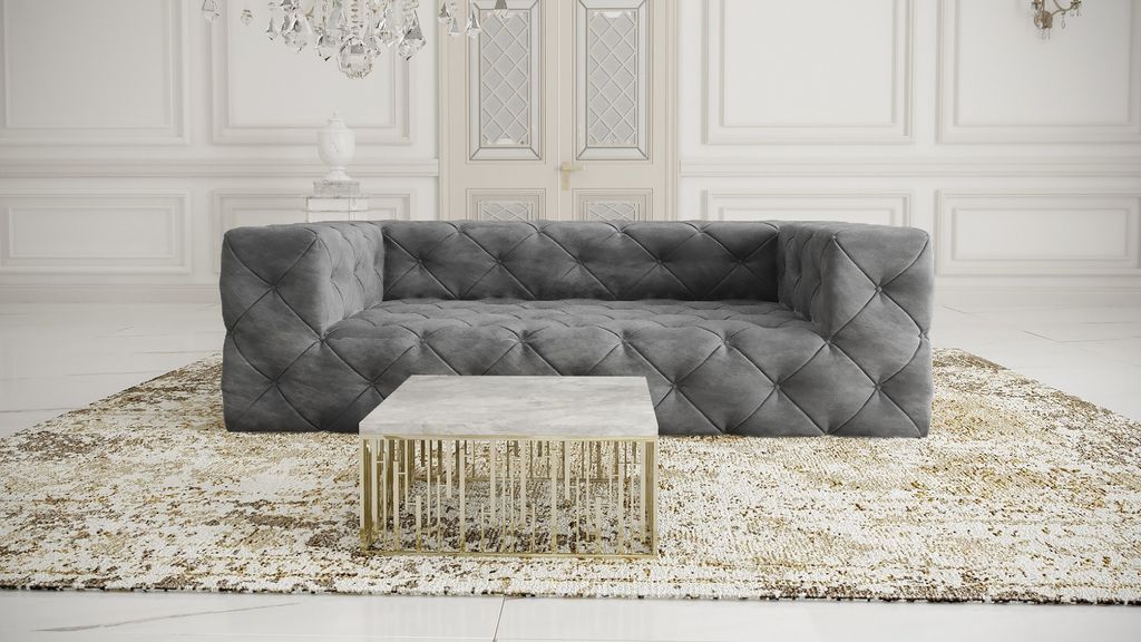 Chesterfield Platinum Samtsofa 3-Sitzer