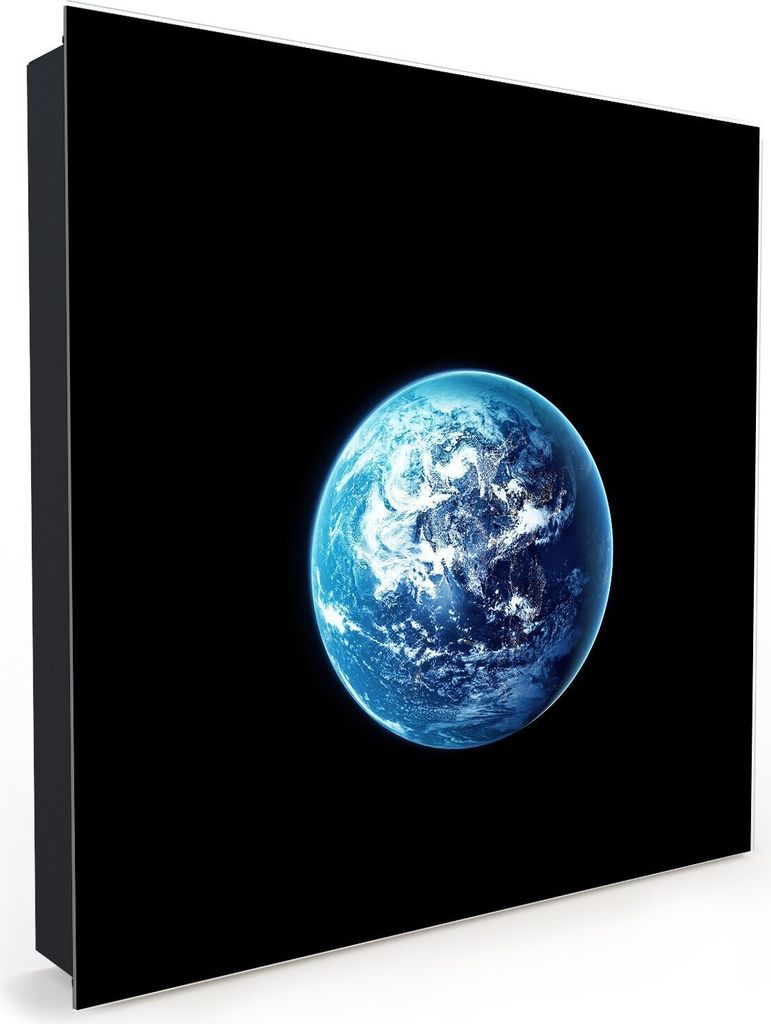 Nachbildung-Schlüsselkasten, Magnetpinnwand und Memoboard mit Glasfront Motiv Planet Erde
