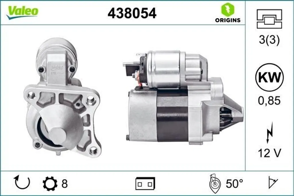 Démarreur 12V Valeo 438054 Haute Fiabilité pour Laguna II et Megane I