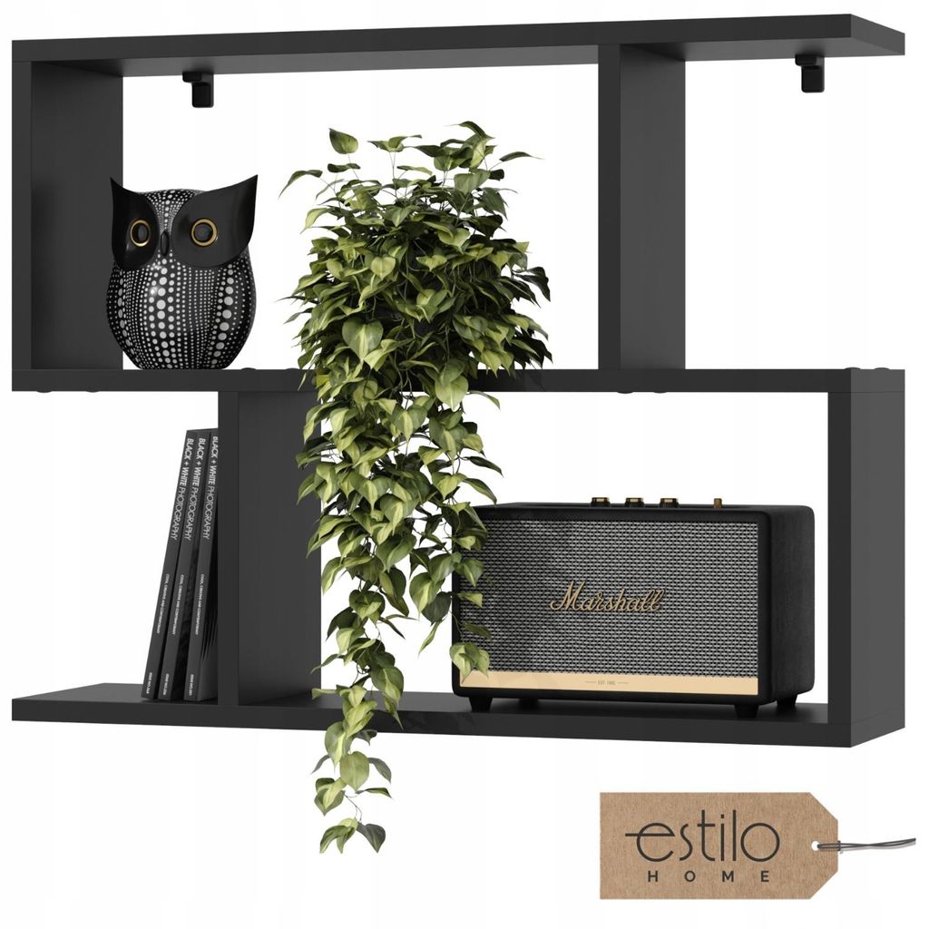 Wandregal Schwarz 70cm – Hängeregal aus MDF – Bücherregal für Wohnzimmer, Schlafzimmer, Küche