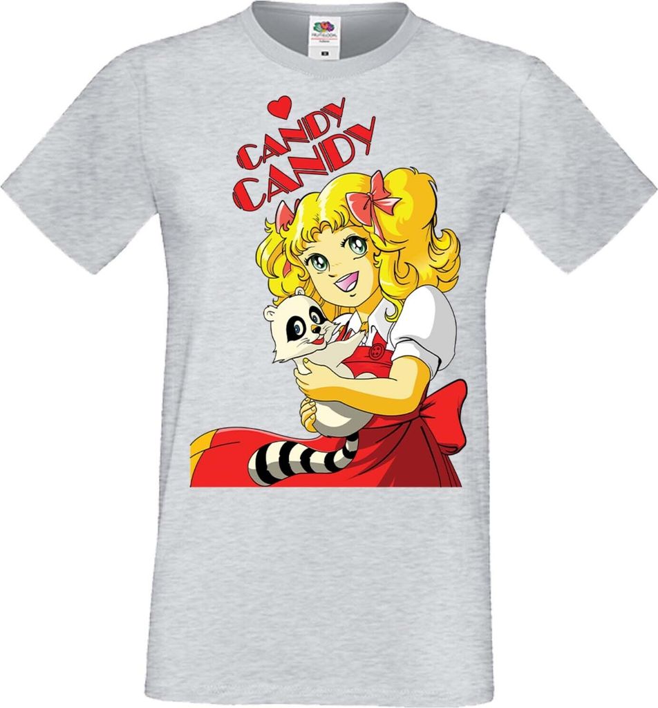 Herren T-Shirt Manga Anime Candy Candy Candy Candy, Man L / Grau