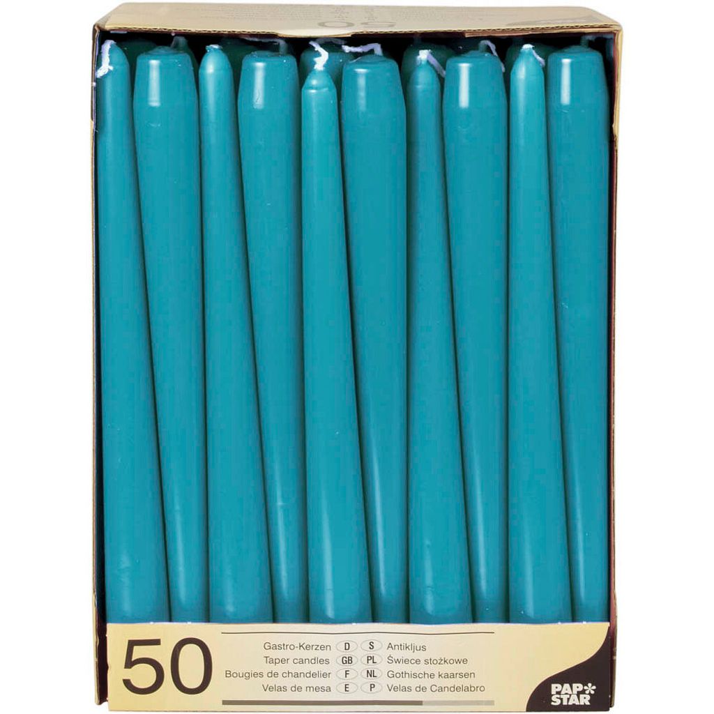 Papstar Leuchterkerzen türkis 22x250 mm 50 Stück Obrázek produktu 