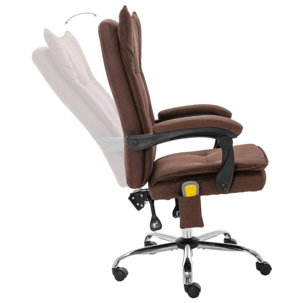 Chaise de bureau de massage inclinable avec télécommande et tissu marron - 5