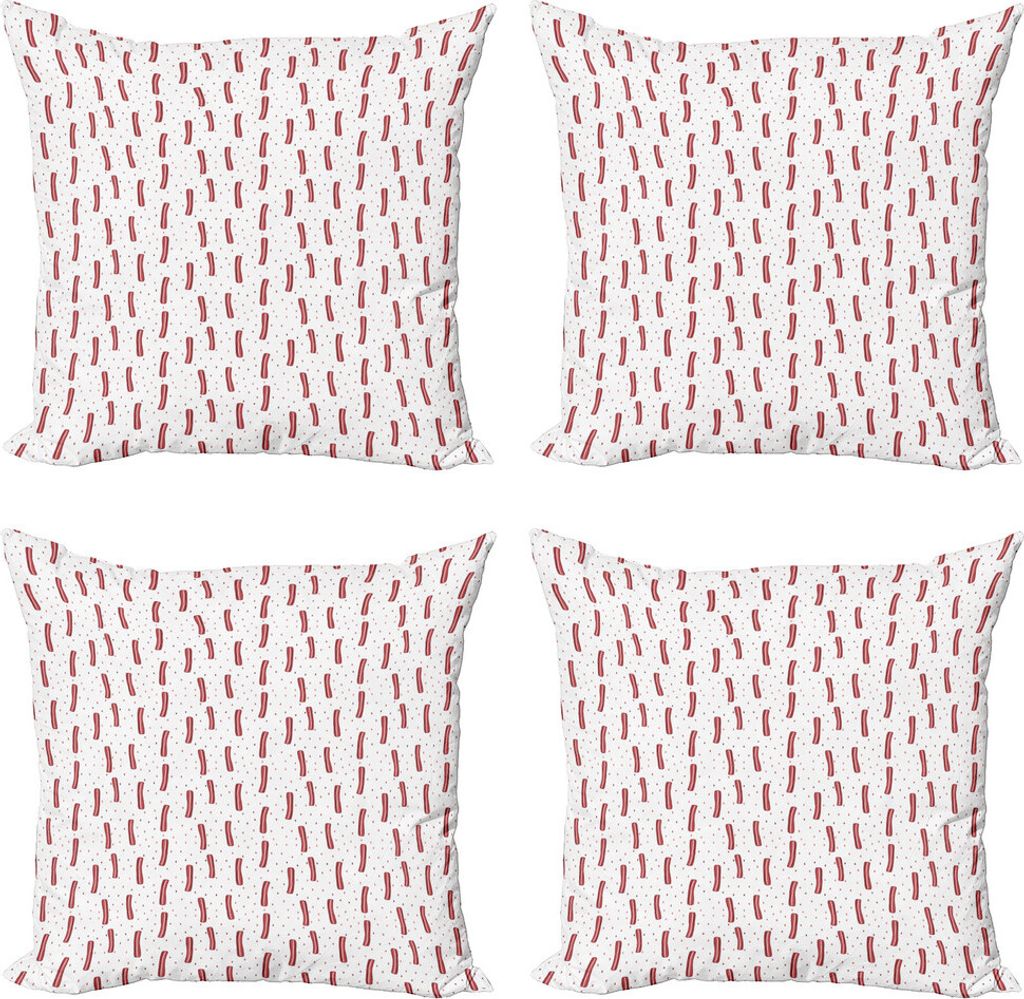 ABAKUHAUS Speck Kissenbezug Set (4 Stück), Graphic Prosciutto Speck, Moderner Doppelseitiger Digitaldruck, 45 cm x 45 cm, Pale Maroon Weiß