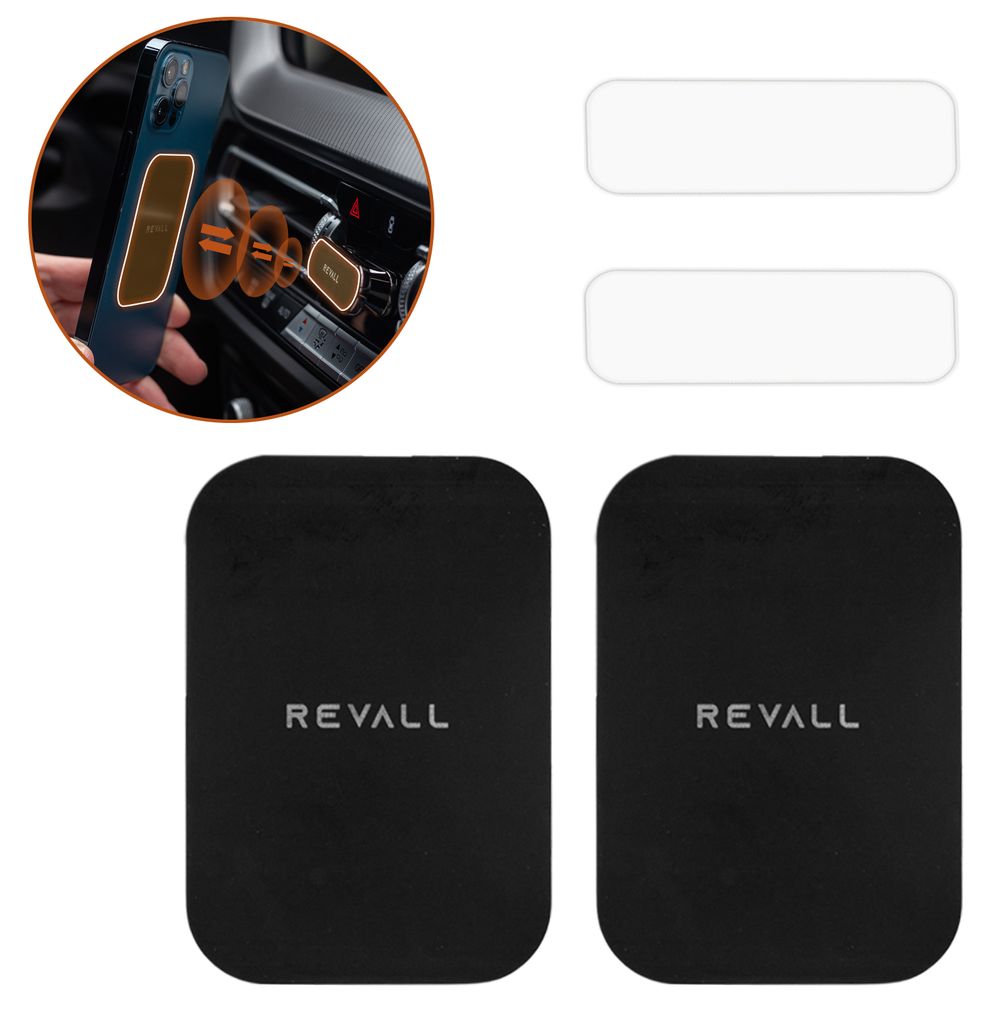REVALL Magnetisch Platten für Handyhalterung Auto – KFZ - Metallplatten – Gel-Klebestreifen – Magnetplatten – Zubehör-Set – Universal