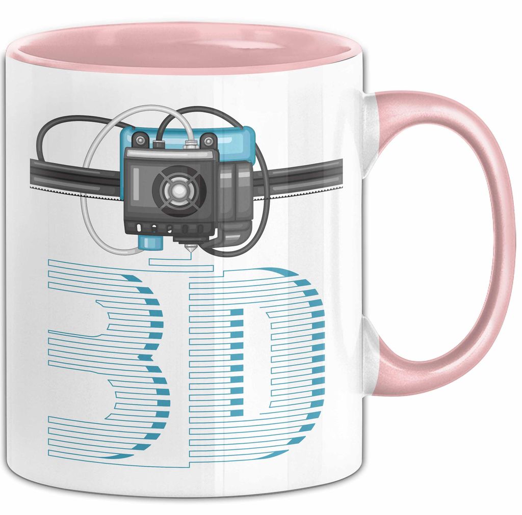 3D Drucker Tasse mit Grafik lustige Geschenkidee für Technikliebhaber (Rosa)