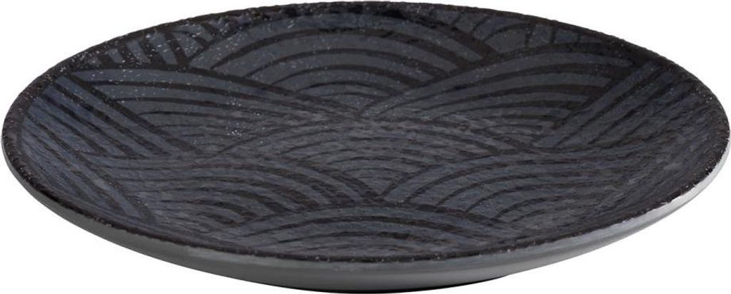 APS 84907 Teller DARK WAVE, Ø 14,5 cm, Höhe 1,5 cm, Melamin, schwarz/Wellendekor