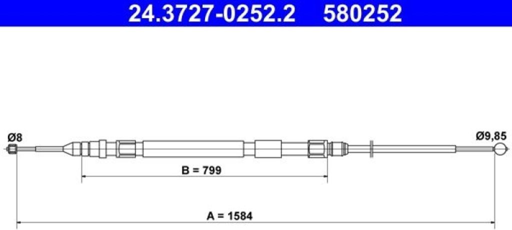 ATE Handbremsseil Seilzug Feststellbremse für BMW 3 Touring (F31) Hinten 24.3727-0252.2