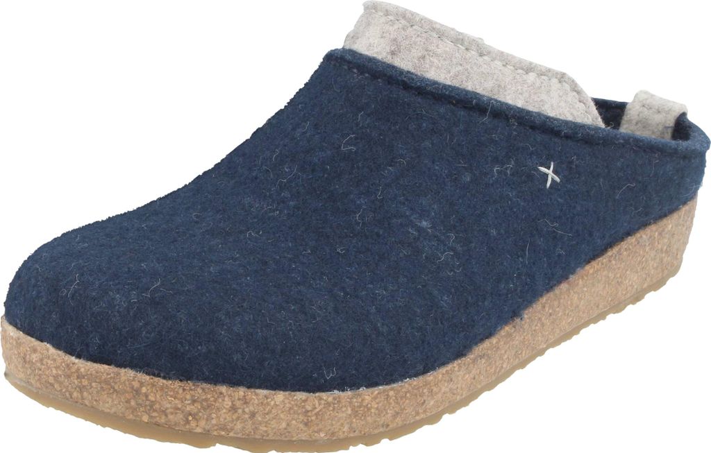 Haflinger Damen Hausschuh mehrfarbiger Filz Pantoffel Grizzly Speed 731099, Größe:40 EU, Farbe:Blau