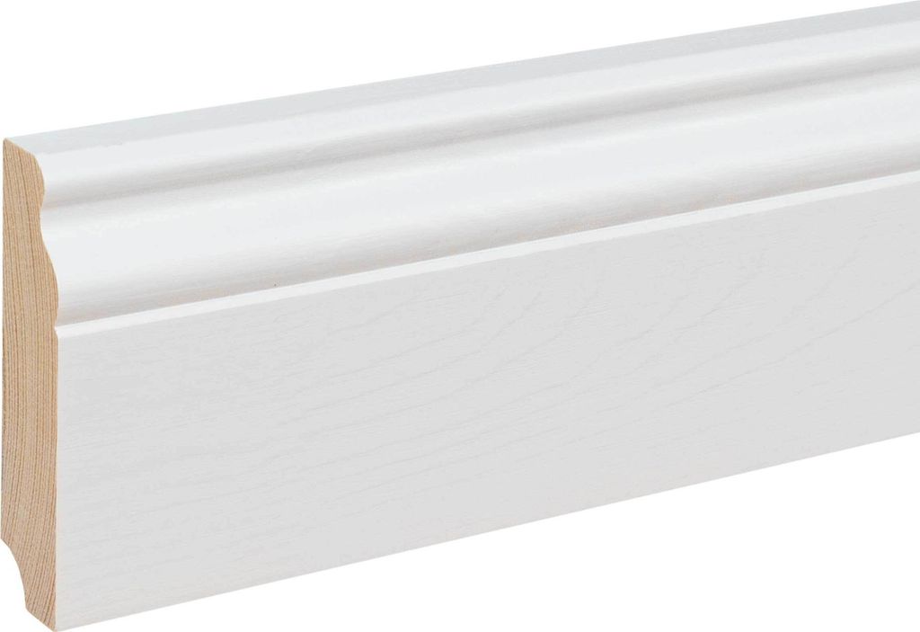 Sockelleiste Massivholz Berliner Profil 19 x 80 x 2400 mm Weiß zum Kleben, Schrauben & Nageln Massivholz Fußleiste by PROVISTON 12 Meter | 5 Stück