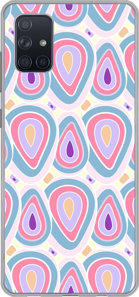 MuchoWow Handyhülle Schutzhülle Hülle für Telefoonhoesje Samsung Galaxy A71 Muster - Achat - Retro - Lila Silikon Softcase Handy Hülle - Kar...