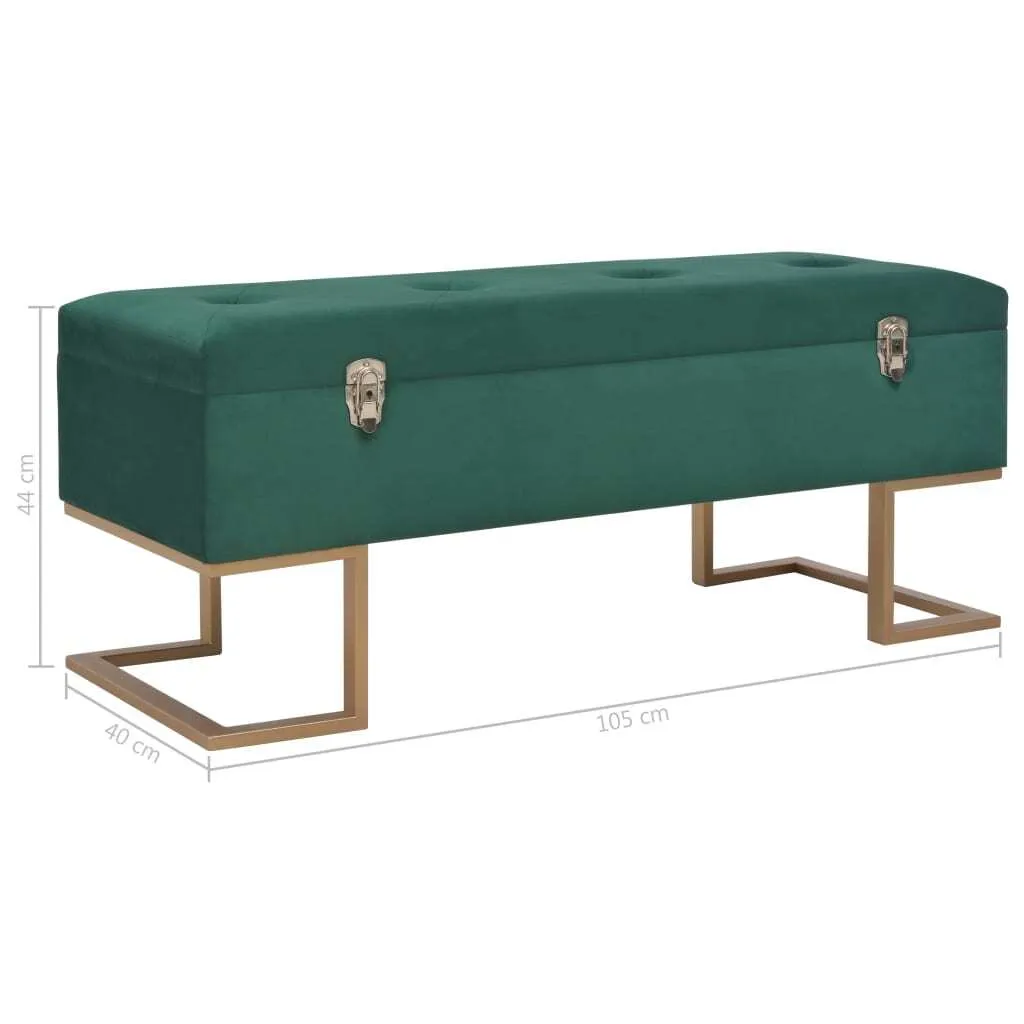 Banc de rangement en velours vert 105 cm avec assise matelassée - 7