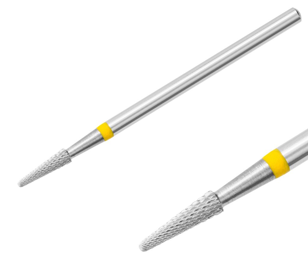 Hartmetallfräser Fräseraufsatz Bohrer Rundkegel Superfein Schleifer Maniküre (gelber Ring)