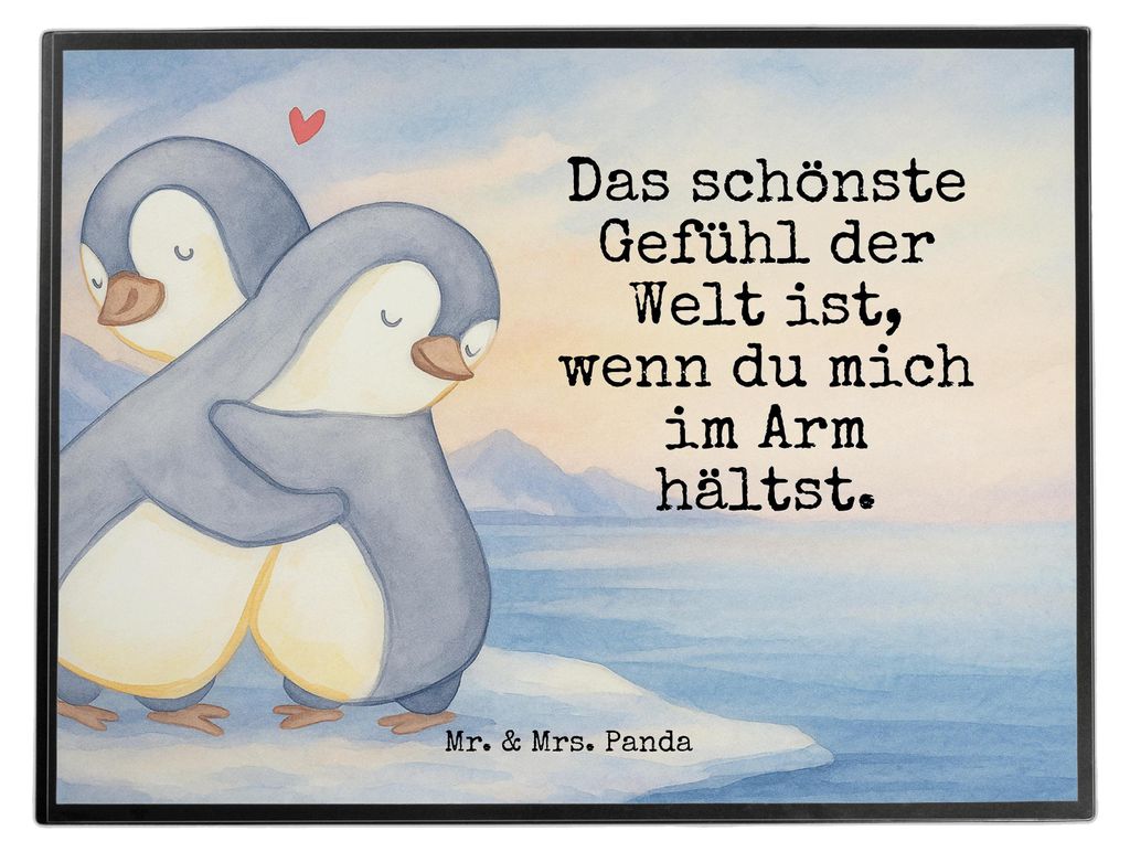 Mr. & Mrs. Panda tischmatte Pinguine Kuscheln Design - Weiß - Geschenk, Valentinstag, schreibtischunterlage, tischpad, für Frauen, Hochzeitstag, ...