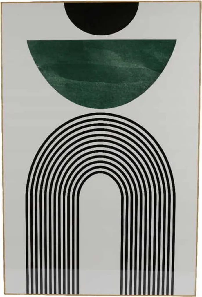 Toile design vert et noir, cadre en bois MDF marron format 60x90 cm