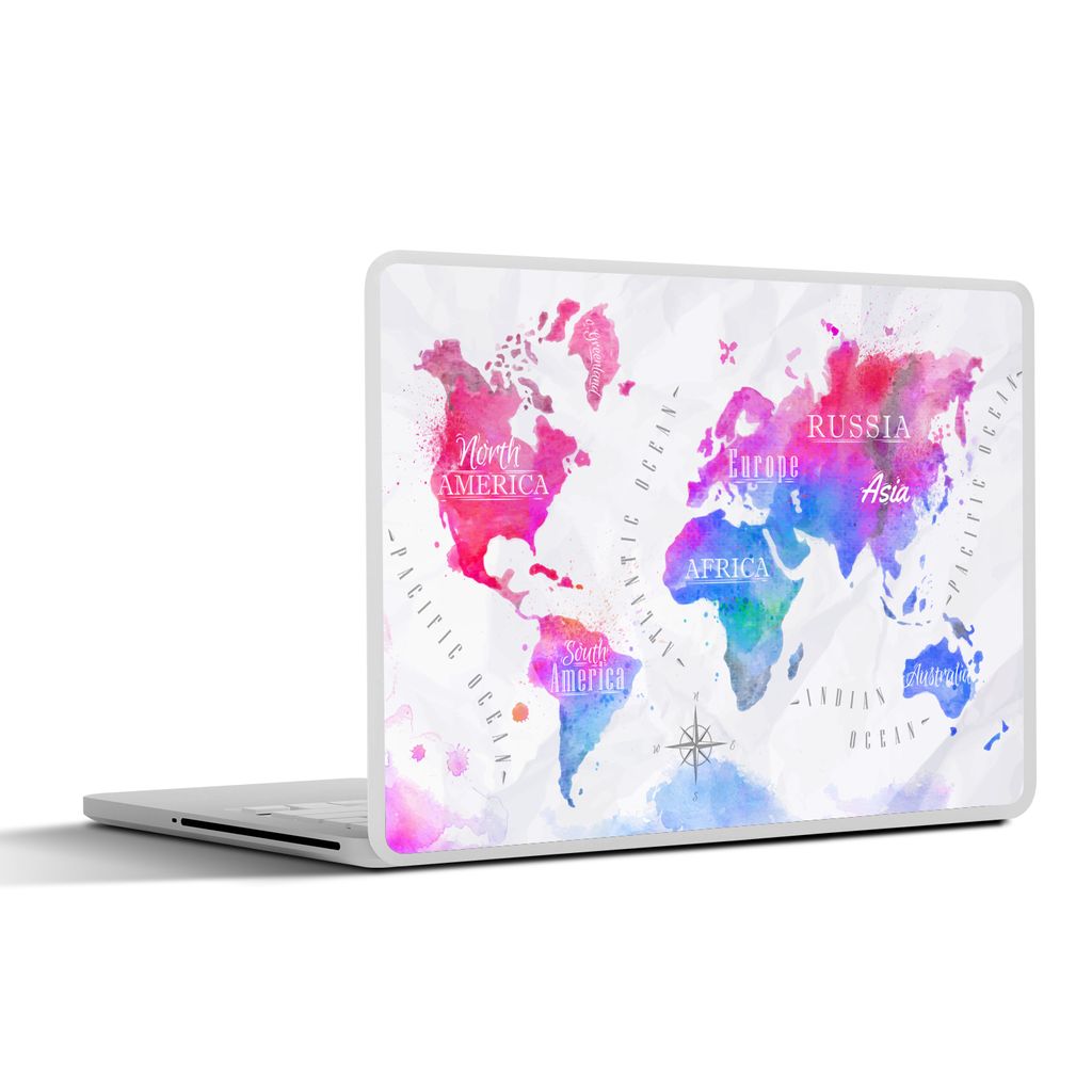 MuchoWow Laptop Aufkleber Sticker Cover Farben - Weltkarte - Ölfarben 36.5x27.5 cm - Laptop-Sticker