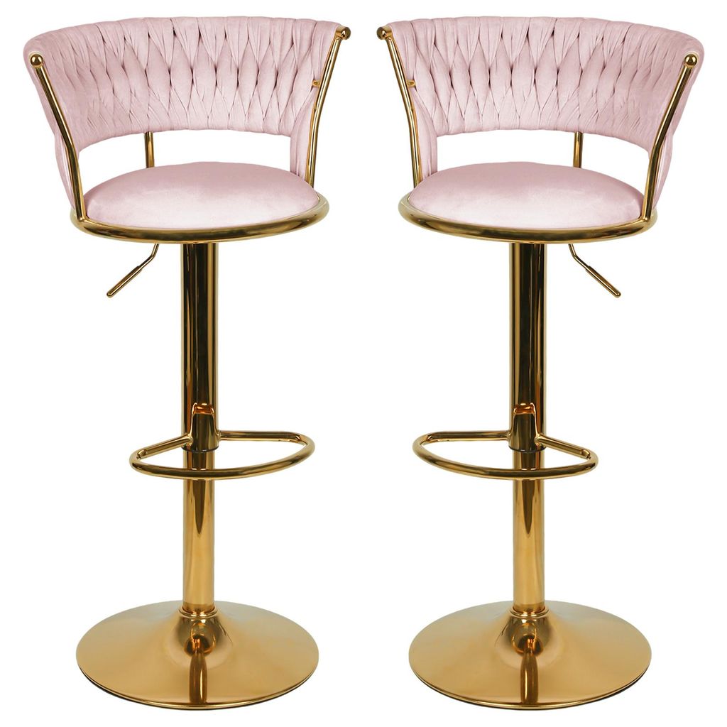 2er Set Barhocker mit Lehne aus Samt 360° drehbar Produktbild 