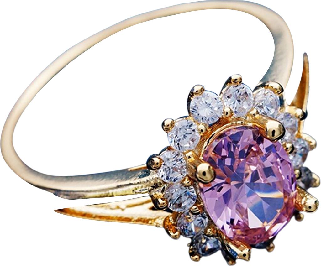 Brautring, feine Verarbeitung, Schmuck, Geschenk für Damen, eleganter Strass-Fingerring für den Abschlussball-Lila,Size 9