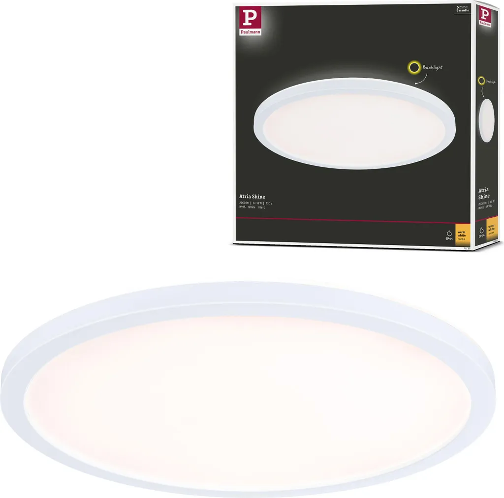 Panneau LED Paulmann Atria Shine 20W - Luminaire Plafonnier Carré Argent