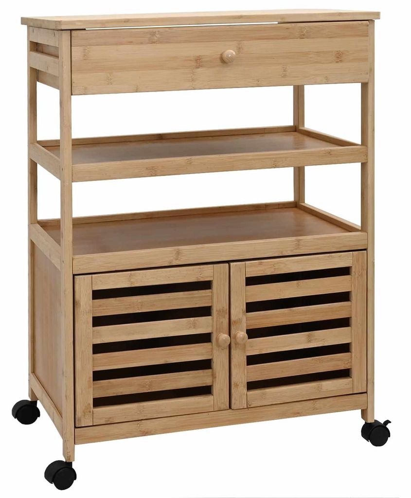 vidaXL Küchenwagen mit Rädern Natur 59,5 x 36 x 82 cm Bambus