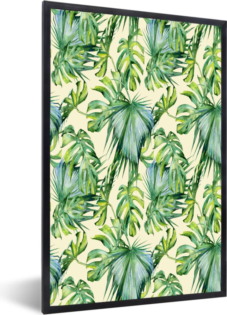 MuchoWow MuchoWow Gerahmtes Poster Muster - Vintage - Tropisch 60x90 cm - Poster mit zchwarzem Bilderrahmen - Kunst