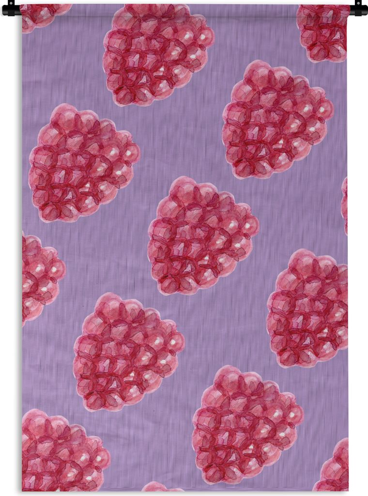 MuchoWow Wandteppich Wandbehang Himbeeren - Obst - Violett 120x180 cm Tapisserie Dekoration Wandtuch - Schlafzimmer - Dekorationen für das Haus