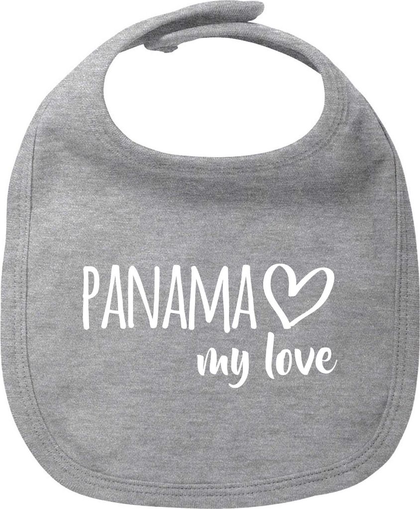 Huuraa Baby Lätzchen Panama my love Heather Grey Klettverschluss Baumwolle Latz Geschenkidee