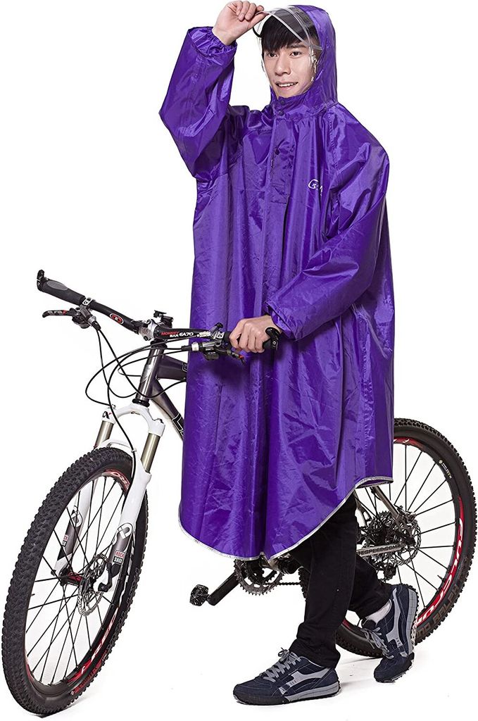 Bike Fahrrad Regenjacken Regenponcho Wasserdicht Regenmantel für Die Jagd Camping Freizeit Regenmäntel Regencape Lila 3XL