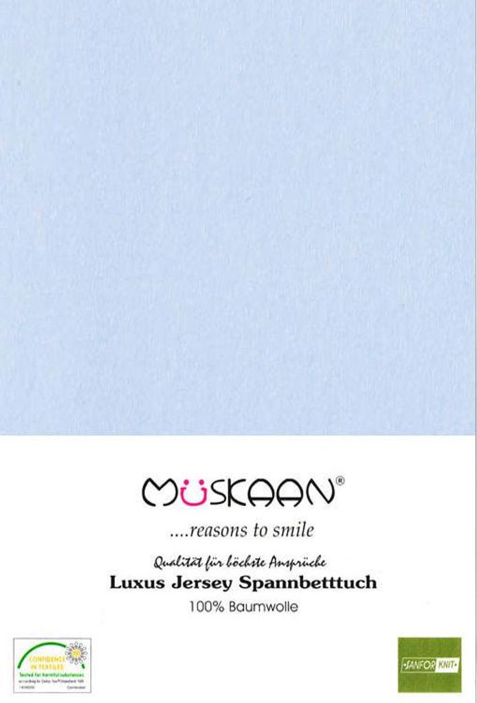 Jersey Spannbettlaken 180x200 - 200x200 cm Bleu / Hell Blau Produktbild 