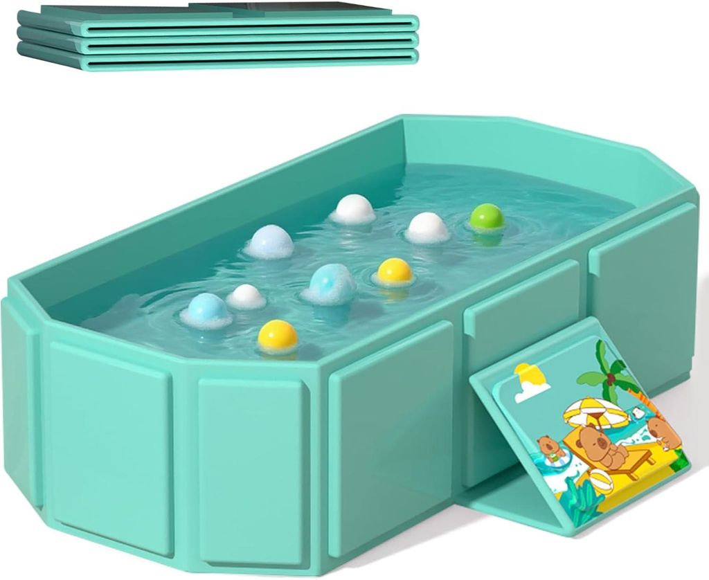 Tragbare, faltbare Babybadewanne, 75 x 45 x 25 cm, geeignet für Kinder von 0 bis 6 Jahren, rosa/mintgrün (grün)