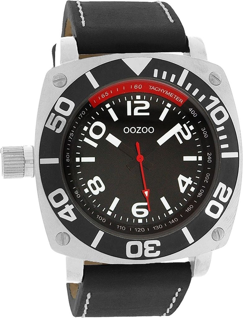 Oozoo Armbanduhr schwarz Leder Timepieces Herren Analog-Quarzuhr UOC2281A