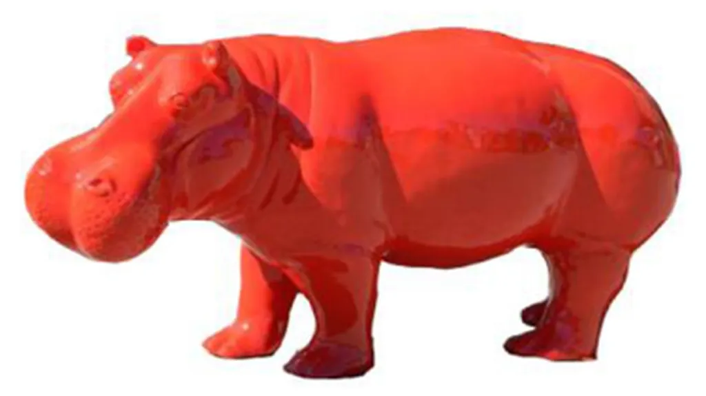 Statue hippopotame jardin art abstrait moderne en résine pour extérieur