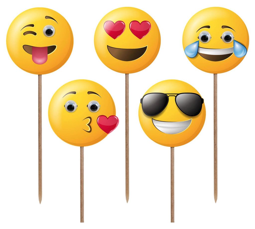 100x Deko-Picker "Emojis" 12cm Produktbild 