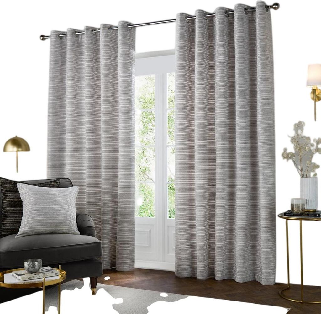 Paoletti - "Jupiter" Ösenvorhänge, Chenille RV3696 (168 cm x 137 cm) (Silber)