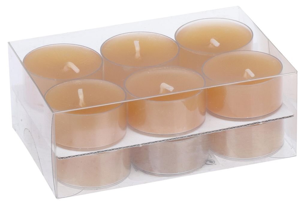 Teelichter in Kunststoffhülle Honig 18/38mm, 12er-Pack Produktbild 