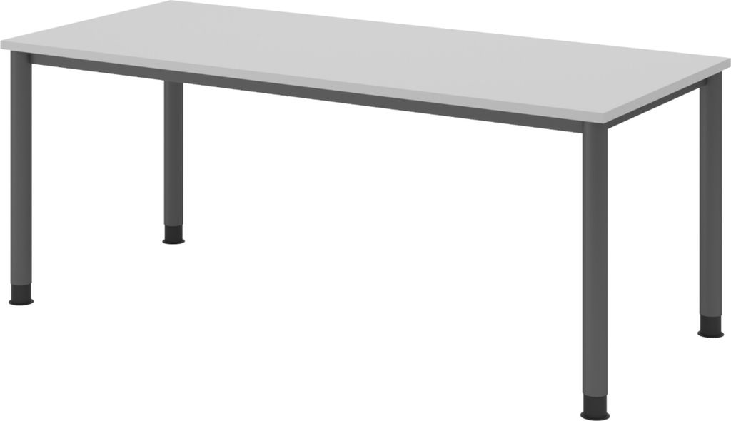 bümö Schreibtisch Serie-H Gestell: Graphit - Nachbildung: Grau, Größe: 180 x 80 cm