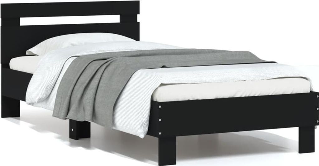 vidaXL Rám postele s čelem černý 90x200 cm materiál na bázi Obrázek produktu 