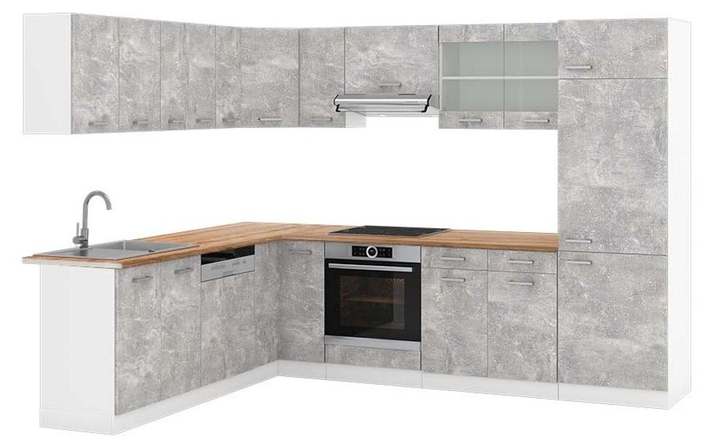 Rohová kuchyňa Vicco R-Line betón/biely 287 x 227 cm, AP Obrázok produktu 