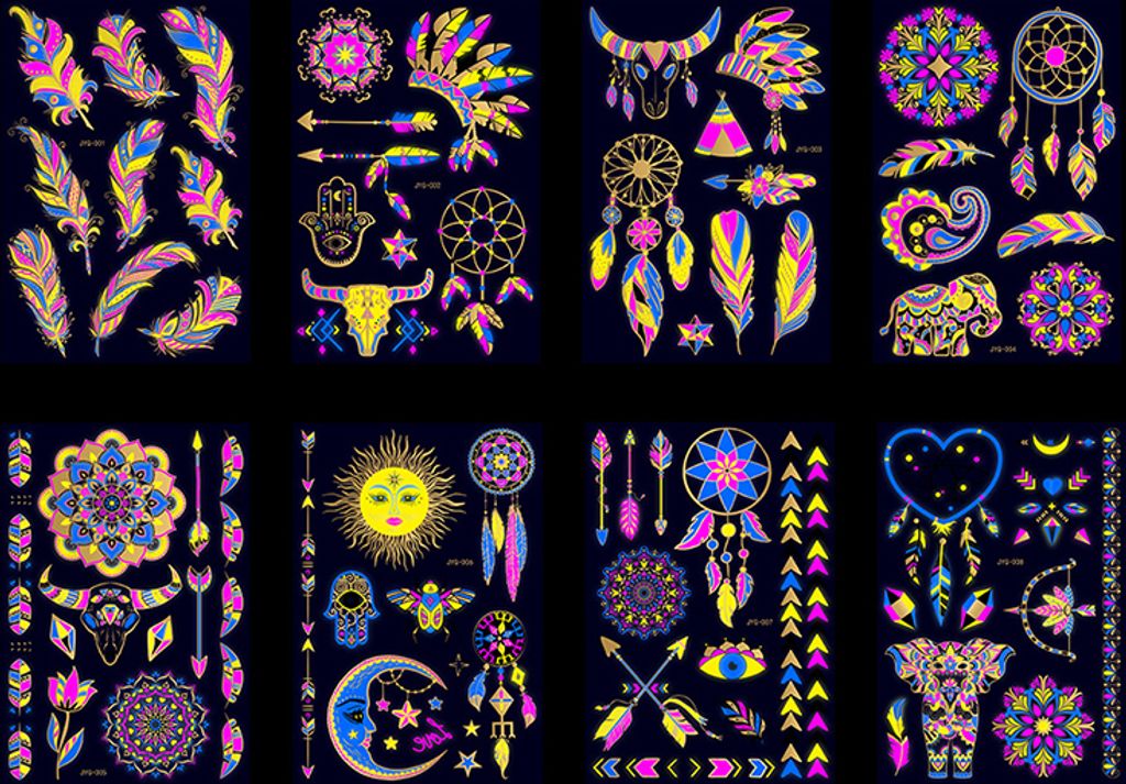 INF Metallische temporäre Tattoos (8 Blatt)