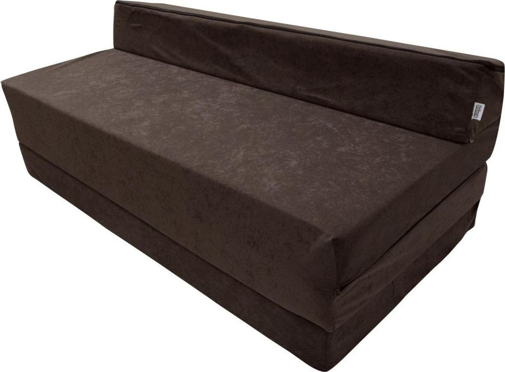A brown folding mattress on a white background.