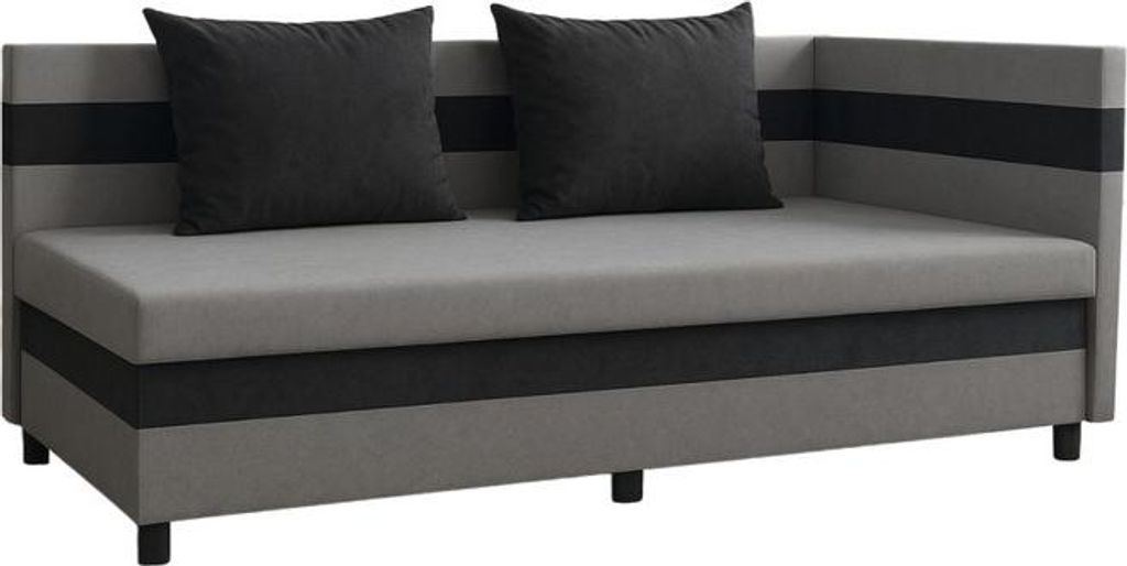 Kondela Einzelbett (Schlafcouch) mit Stauraum Paulita - Grau / Schwarz