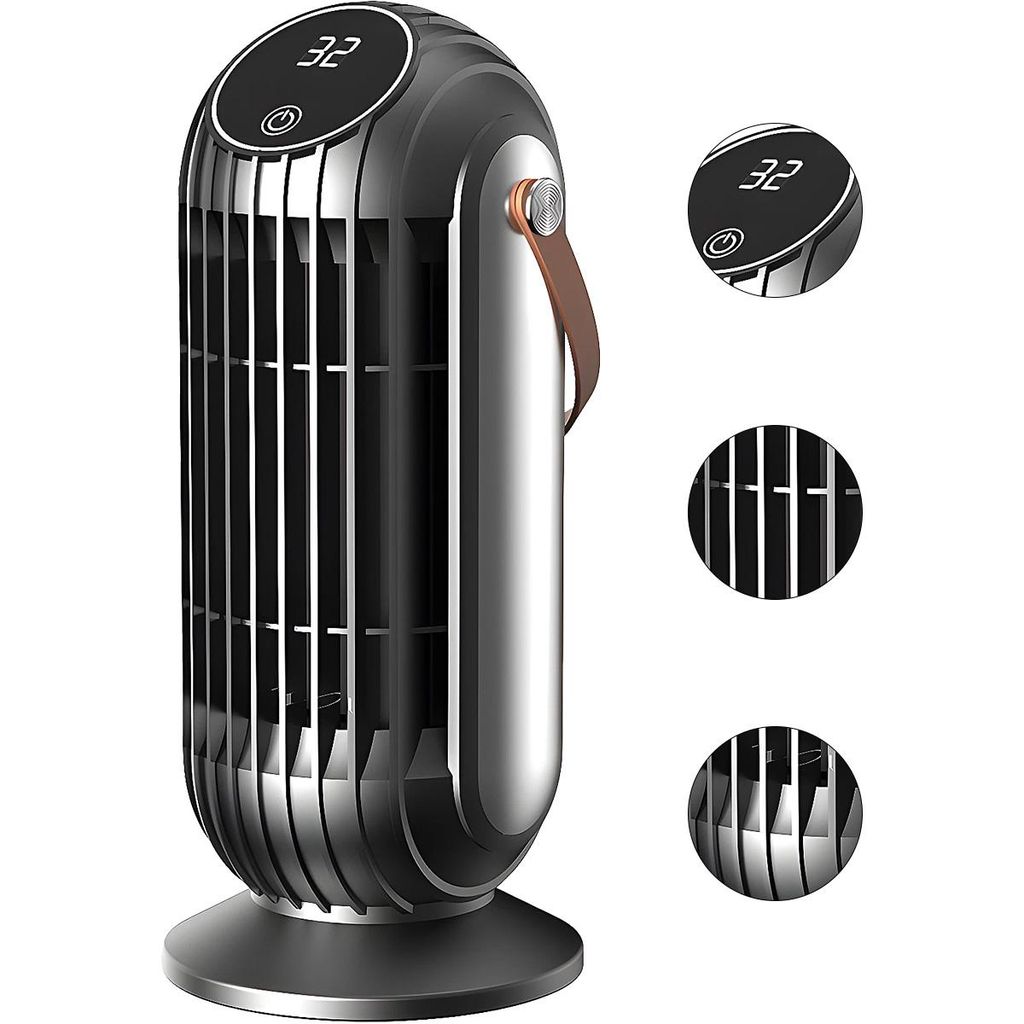Energiesparender Mini-Heizlüfter, 1500 W, mit Thermostat, 45 dB, PTC-Keramikheizung, leise, ECO-Modus, 12-h-Timer, Überhitzungs- und Kippschutz