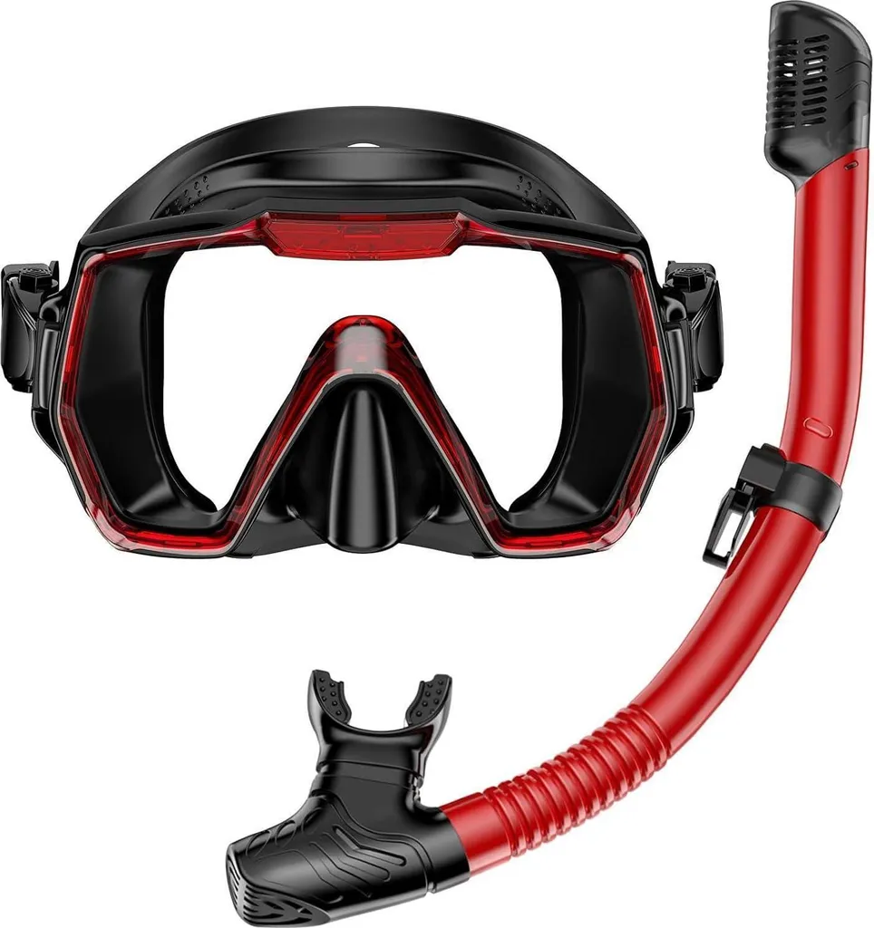 Kit plongée anti-buée avec masque en verre panorama rouge haute qualité