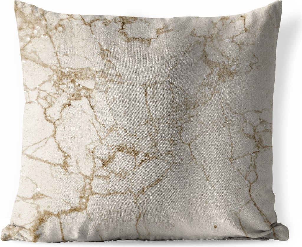 MuchoWow Outdoor Kissen - Marmor - Weiß - Beige - 50x50 cm - Wetterfest - Lounge Kissen - Komfortabel - Kissen mit Bild