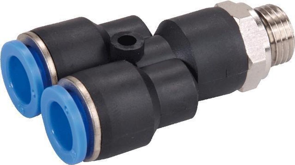 Y-Steckverschraubung, Schlauch 6mm, Gewinde M5a, STVS-QYCKO-M5a-6-KU-SBR-M120