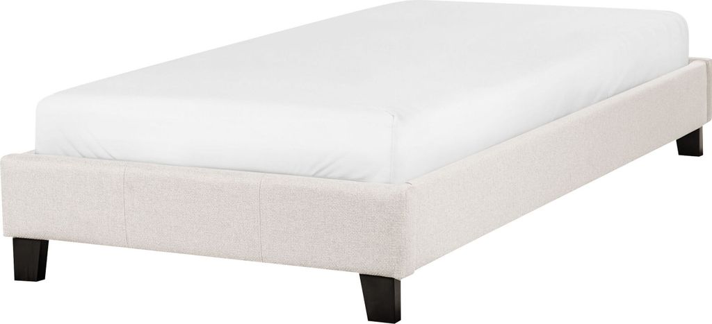 BELIANI Łóżko jasnobeżowe tapicerowane 90 x 200 cm Zdjęcie produktu 