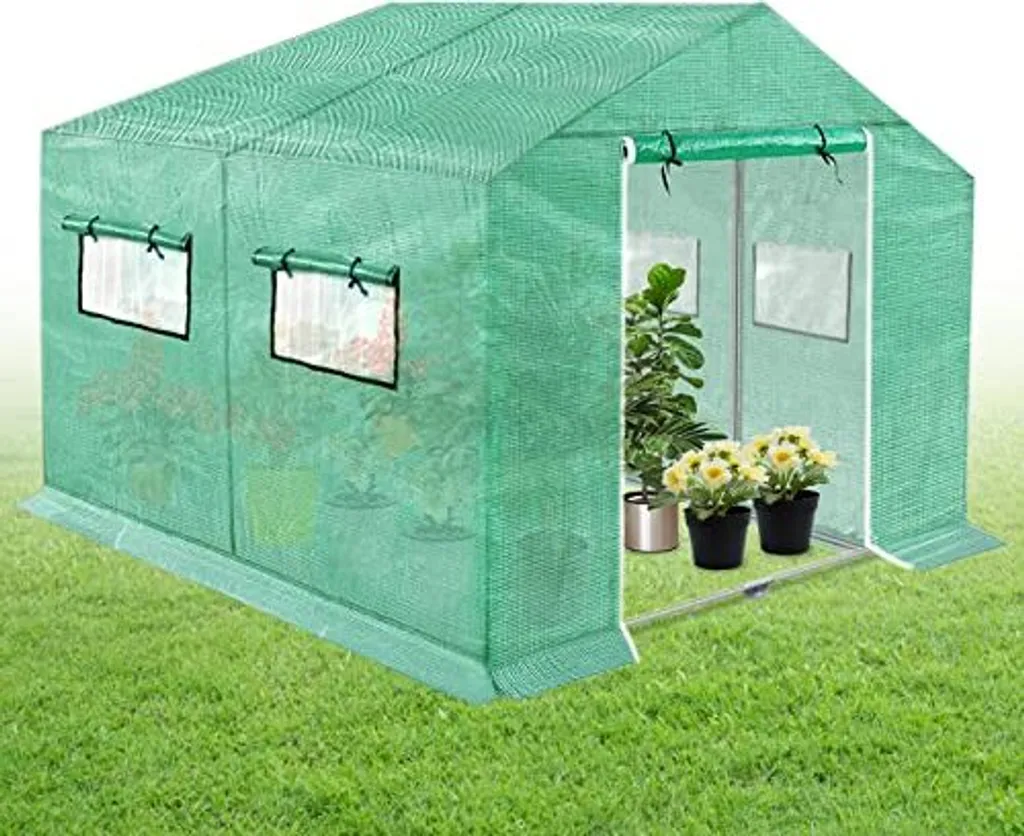 Serre à tomates 6m² résistante à l'hiver avec film HDPE anti-UV vert
