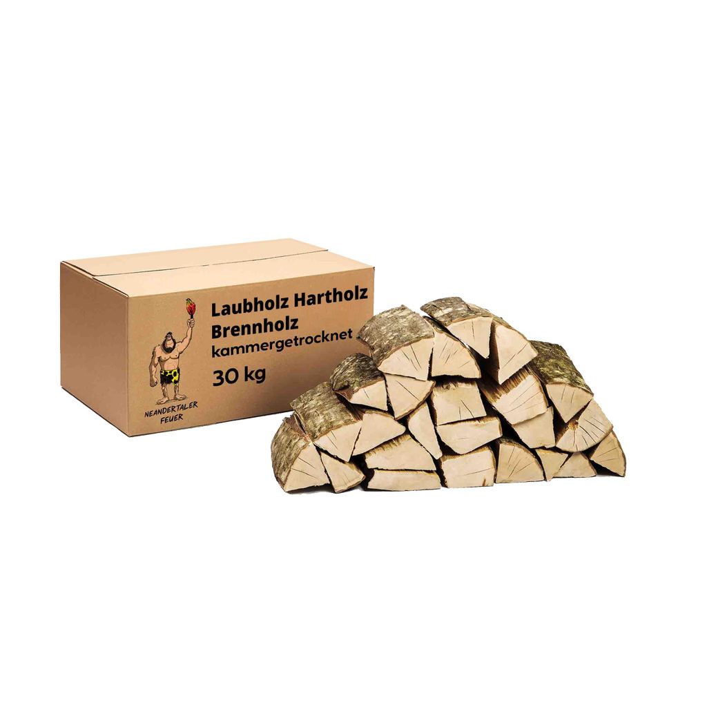 Neandertaler Feuer Brennholz Kaminholz Hartholz – Grillholz 25 cm 30 kg Feuerholz | Holz für Grill Kamin Smoker Ofen | Firewood Laubholz Holzkamin